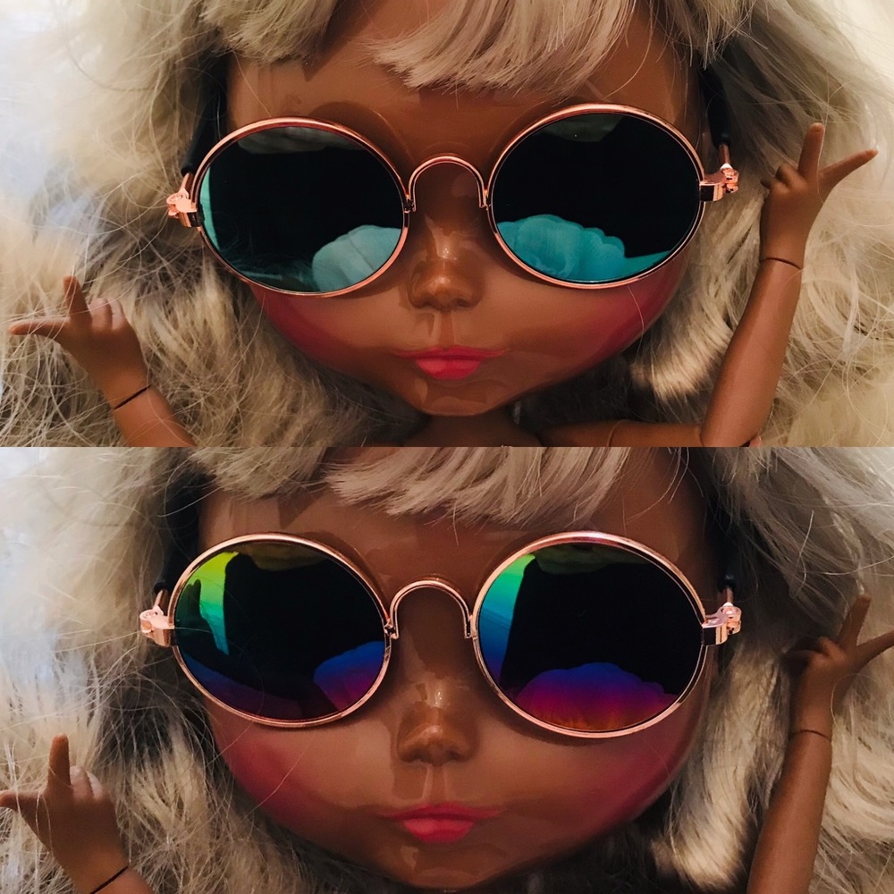 Doll Sunglasses Mirrored Wire Rim Blythe AG